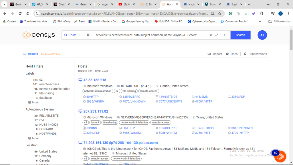 Guide on tracking AsyncRAT malware using TLS certificates via Censys.io for advanced threat detection.